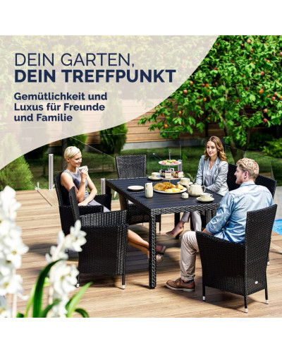 Gartenmöbel Set 7-tlg. Polyrattan WPC-Tisch Riga